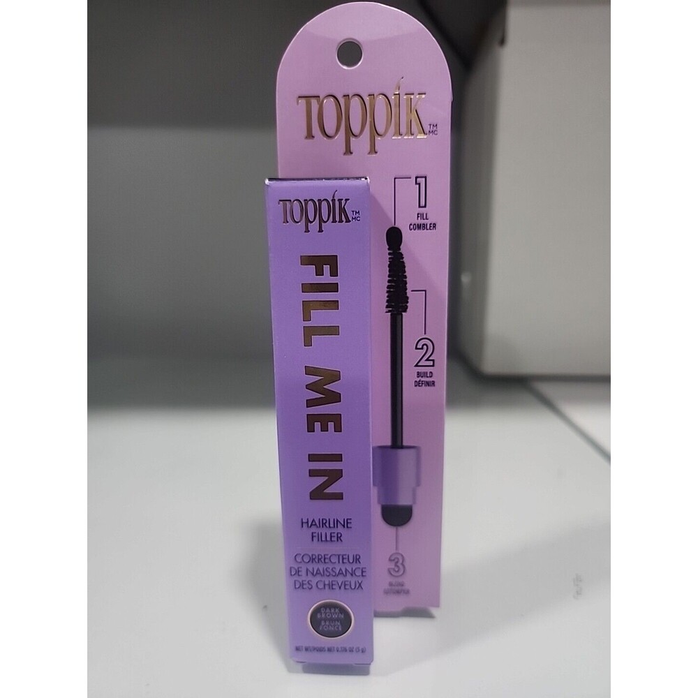 Toppik Fill Me In Hairline Filler Hair Color Root Touchup Fibers Wand DARK BROWN